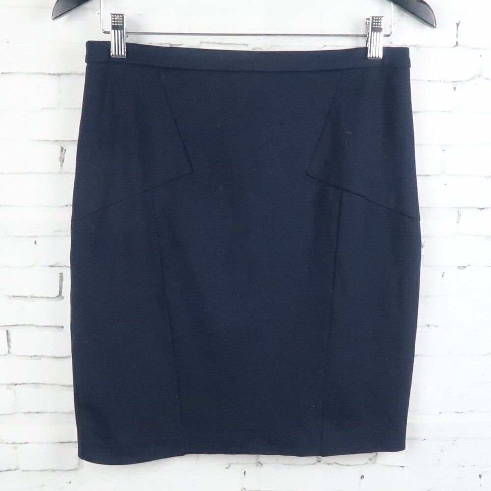 MNG NAVY BLUE KNEE LENGTH BUSINESS WORK OFFICE SUIT SKIRT SIZE SMALL